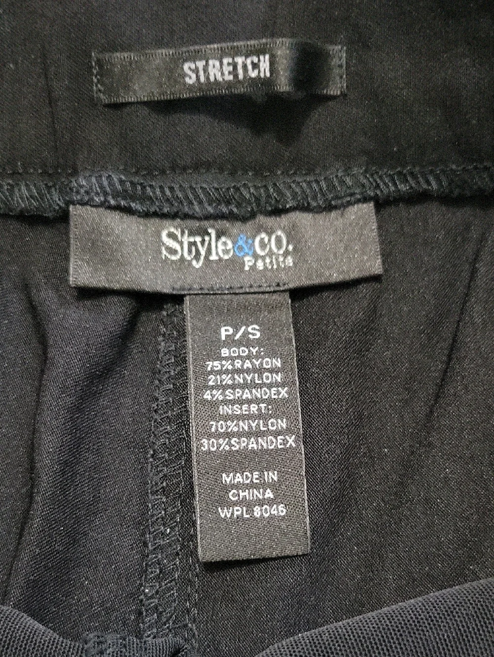 Style & Co Black Pull-on Stretch Pants Slacks Petite Small